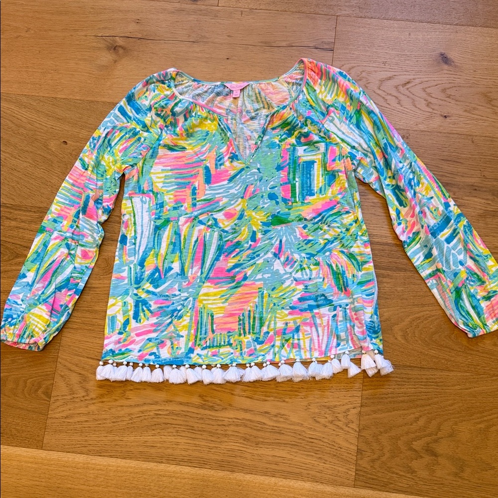 Lilly Pulitzer Colorful Top with Tassel Detail